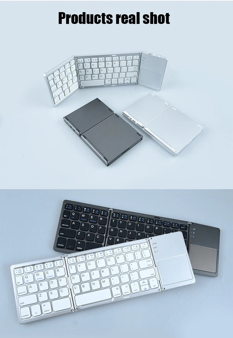 Wireless Folding Keyboard Bluetooth Keyboard With Touchpad For Windows, Android, IOS,Phone,Multi-Function Button Mini Keyboard