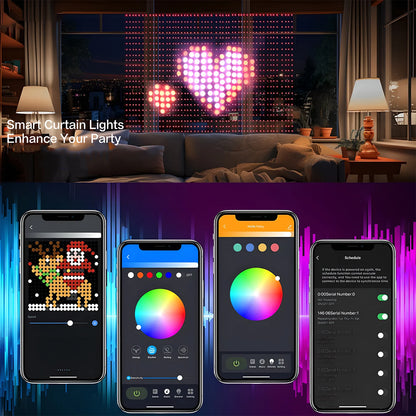Animated Curtain String Lights 400 LED Smart DIY Picture Display Garland Bluetooth App LED String Outdoor RGB Fairy Lights Decor
