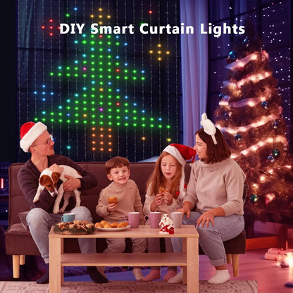 Animated Curtain String Lights 400 LED Smart DIY Picture Display Garland Bluetooth App LED String Outdoor RGB Fairy Lights Decor