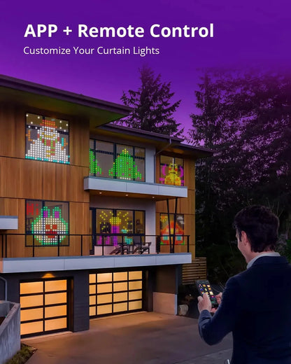 Animated Curtain String Lights 400 LED Smart DIY Picture Display Garland Bluetooth App LED String Outdoor RGB Fairy Lights Decor