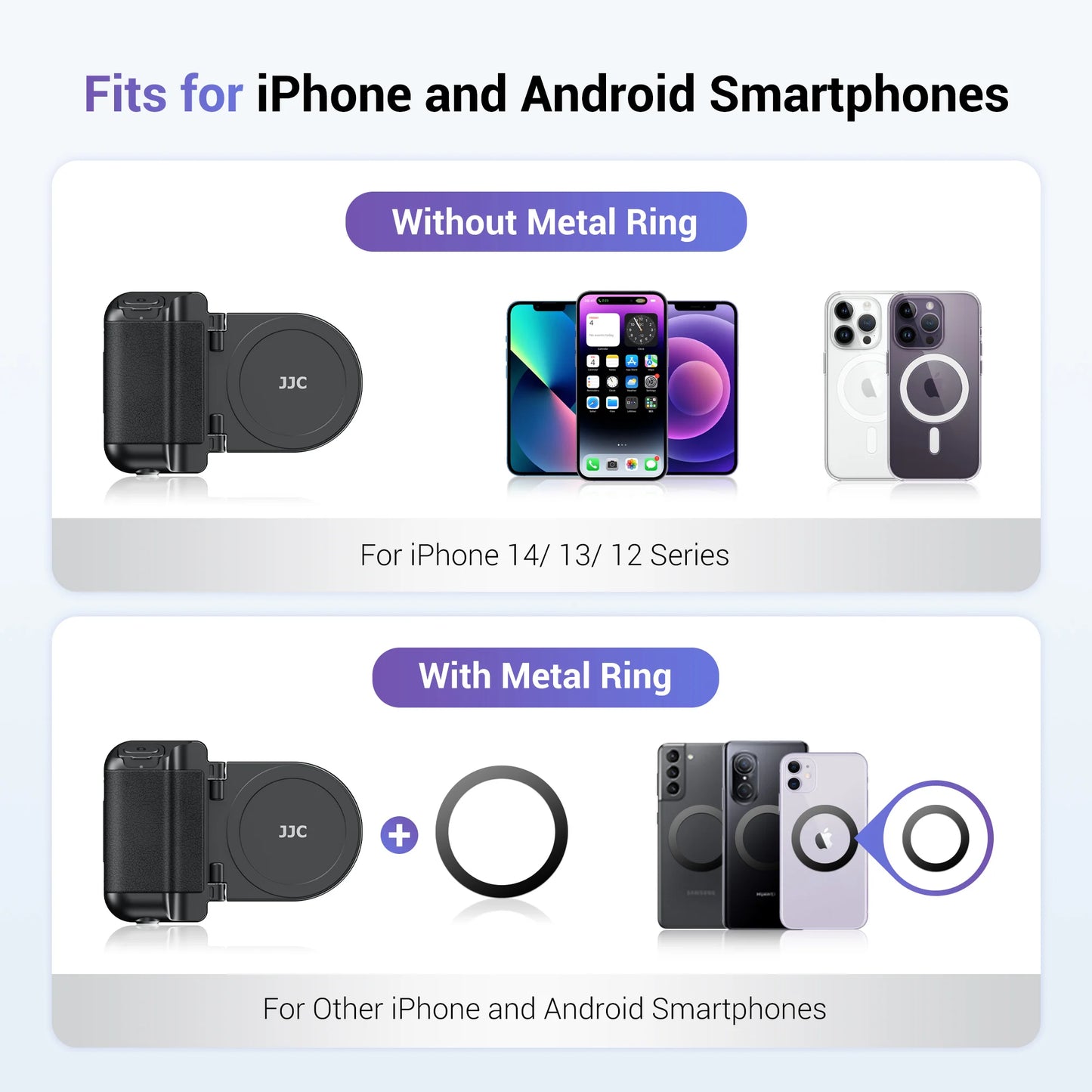 JJC Magnetic Snapgrip Phone Hand Grip Magsafe Handheld Bluetooth Remote Control Handle Shutter Phone Tripod Mount for Vlog