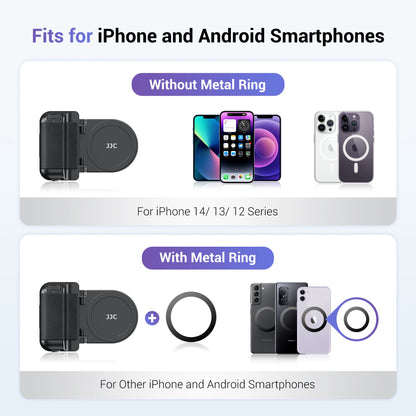 JJC Magnetic Snapgrip Phone Hand Grip Magsafe Handheld Bluetooth Remote Control Handle Shutter Phone Tripod Mount for Vlog