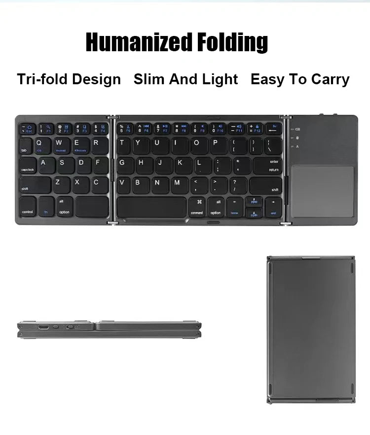 Wireless Folding Keyboard Bluetooth Keyboard With Touchpad For Windows, Android, IOS,Phone,Multi-Function Button Mini Keyboard